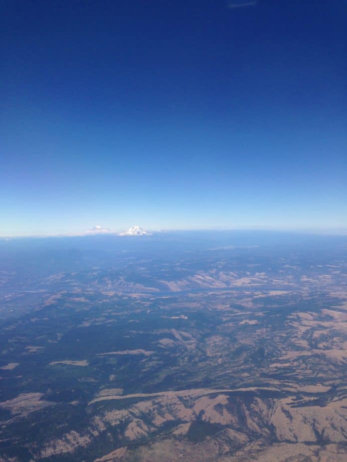 Oregon's Sisters peak, as seen from 35,000 feet